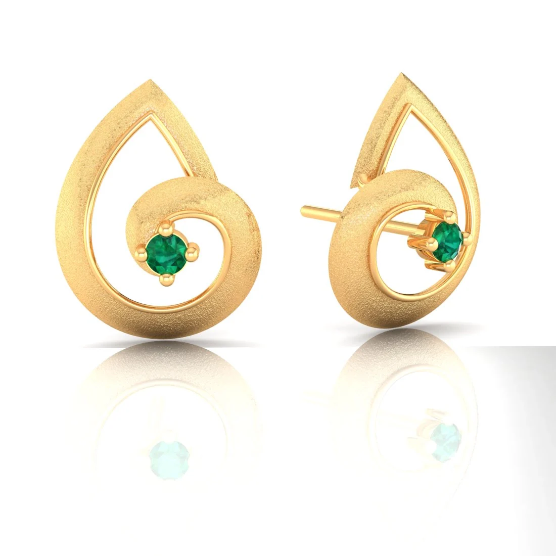 14K Ethereal Swirl Stud Earrings With A Teardrop Pattern - Image 4