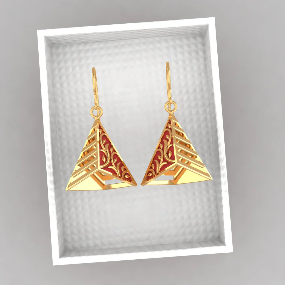 14k Exquisite Gold Earrings In A Reddish Conical Shape - Image 6
