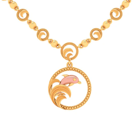 14k Festive Special Gold Necklace Design - Image 5