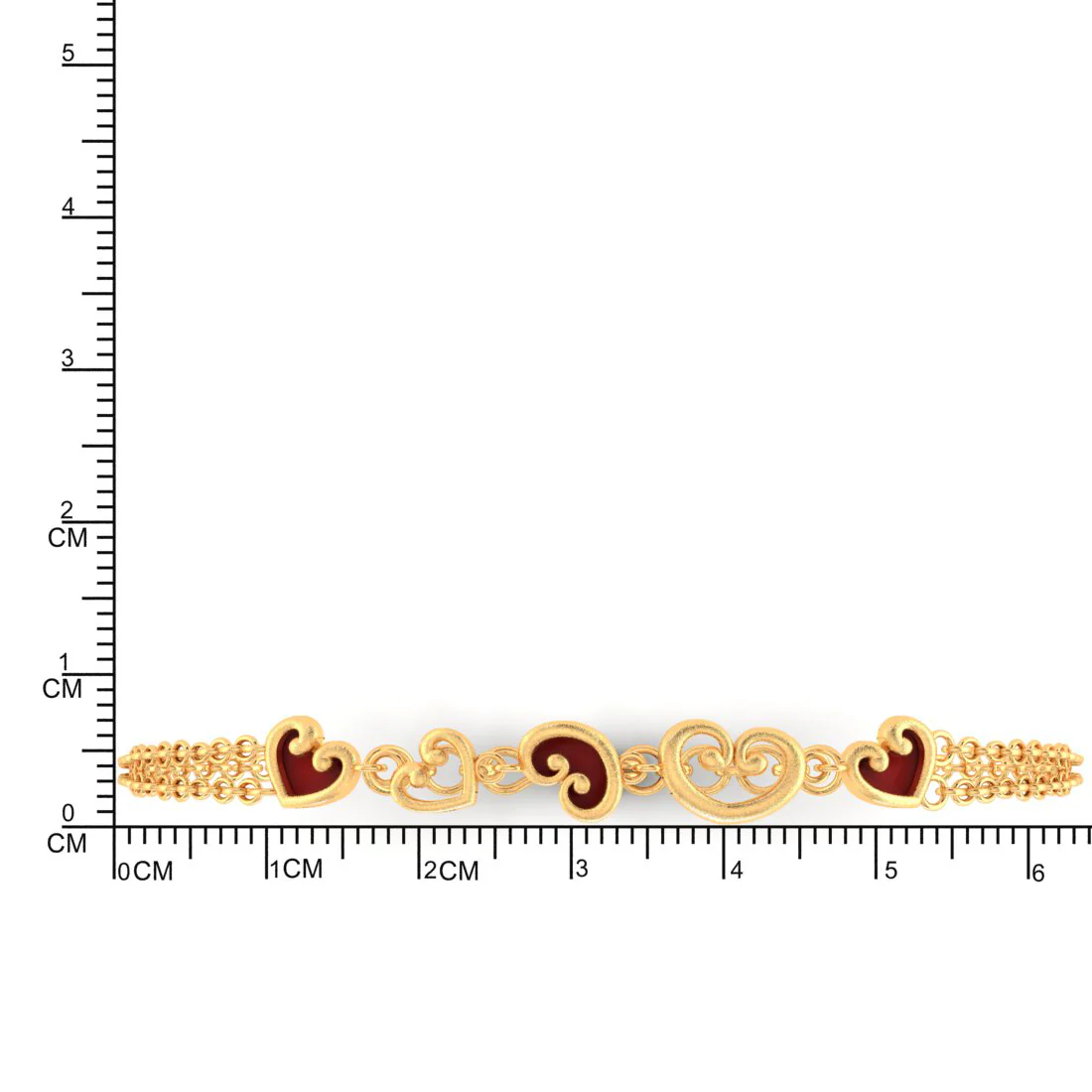 14k Filled Multiple Maroon Hearts Gold Bracelet - Image 5