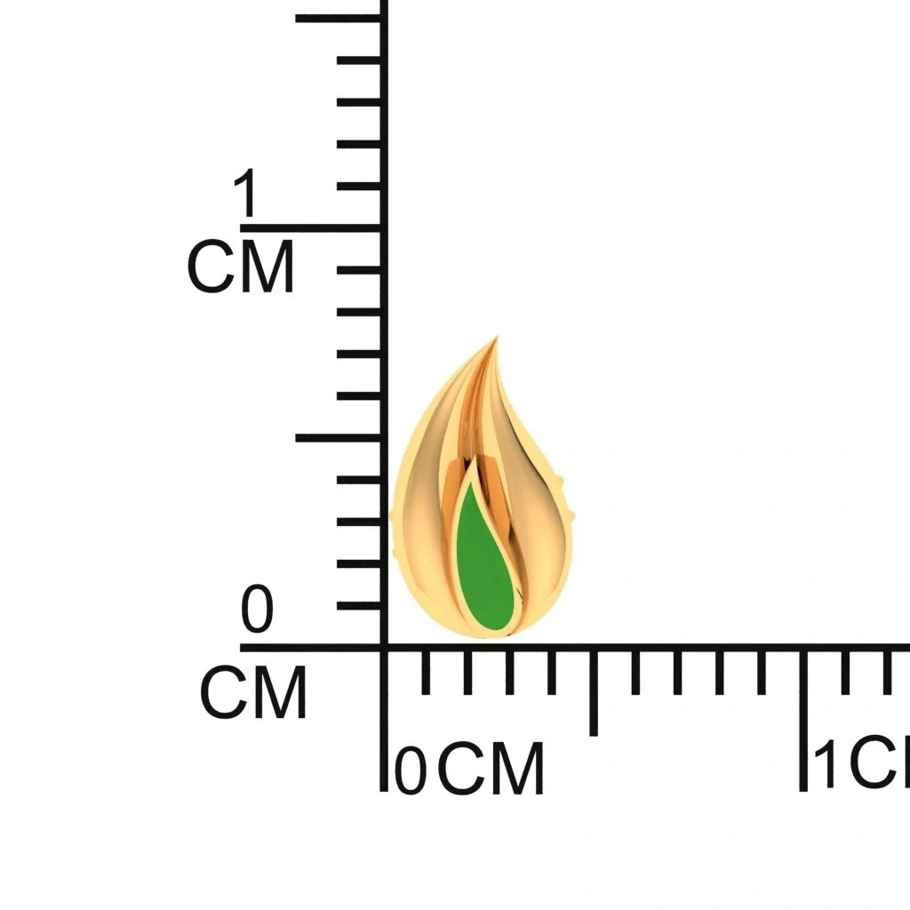 14k Fire-shaped Gold Smart Watch Stud With Green Detailing - Image 4