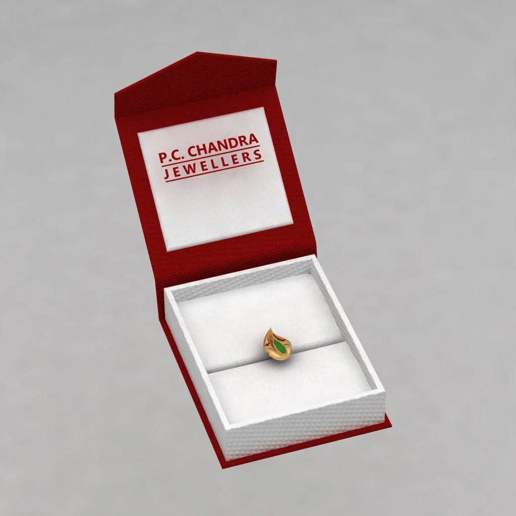 14k Fire-shaped Gold Smart Watch Stud With Green Detailing - Image 5