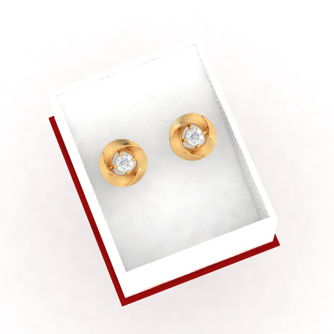 14k Flower Shape American Diamond Gold Earrings - Image 6