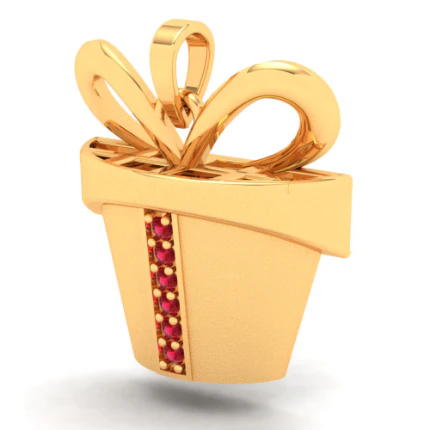 14k Gift Basket Shaped Unique And Elegant Gold Pendant From Amazea Collection - Image 3