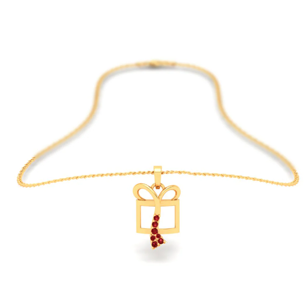 14k Gift Shaped Sleek Gold Pendant From Amazea Collection - Image 7