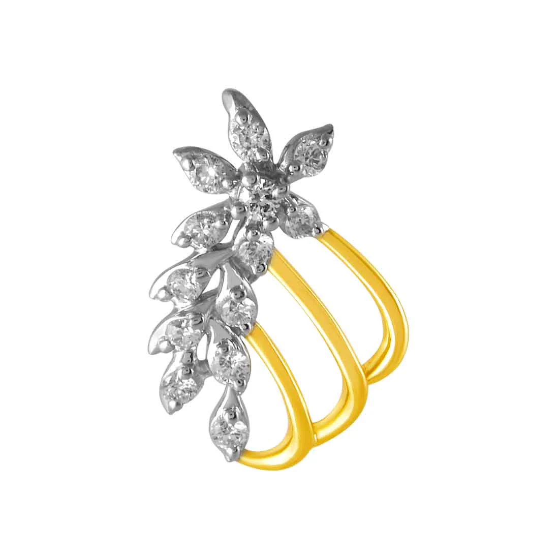 14k Gold Bold Shaped Pendant With Floral Shaped Diamond