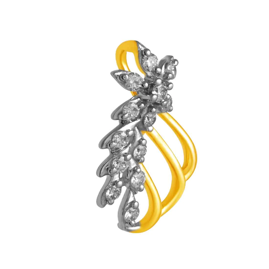 14k Gold Bold Shaped Pendant With Floral Shaped Diamond - Image 3