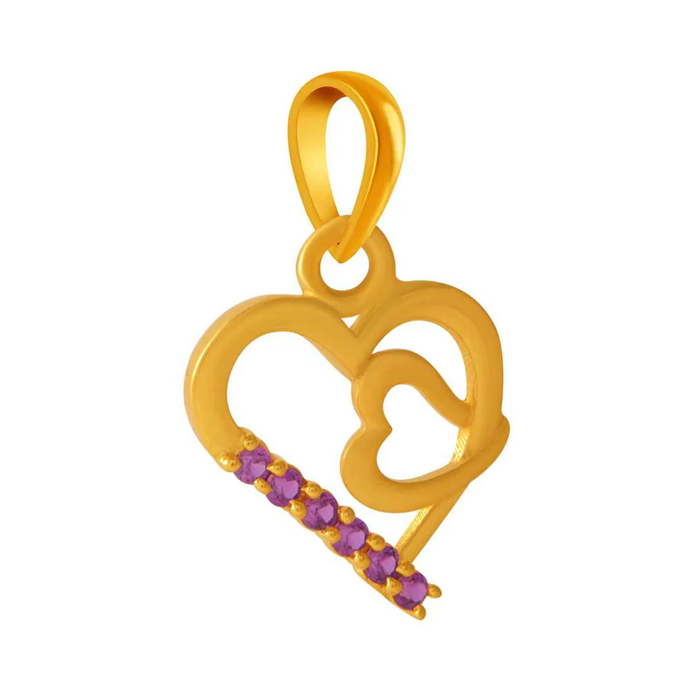 14k Gold Double Hearts With Pink S Pendant - Image 2