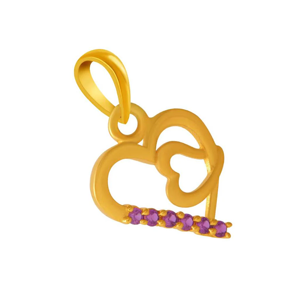 14k Gold Double Hearts With Pink S Pendant - Image 3