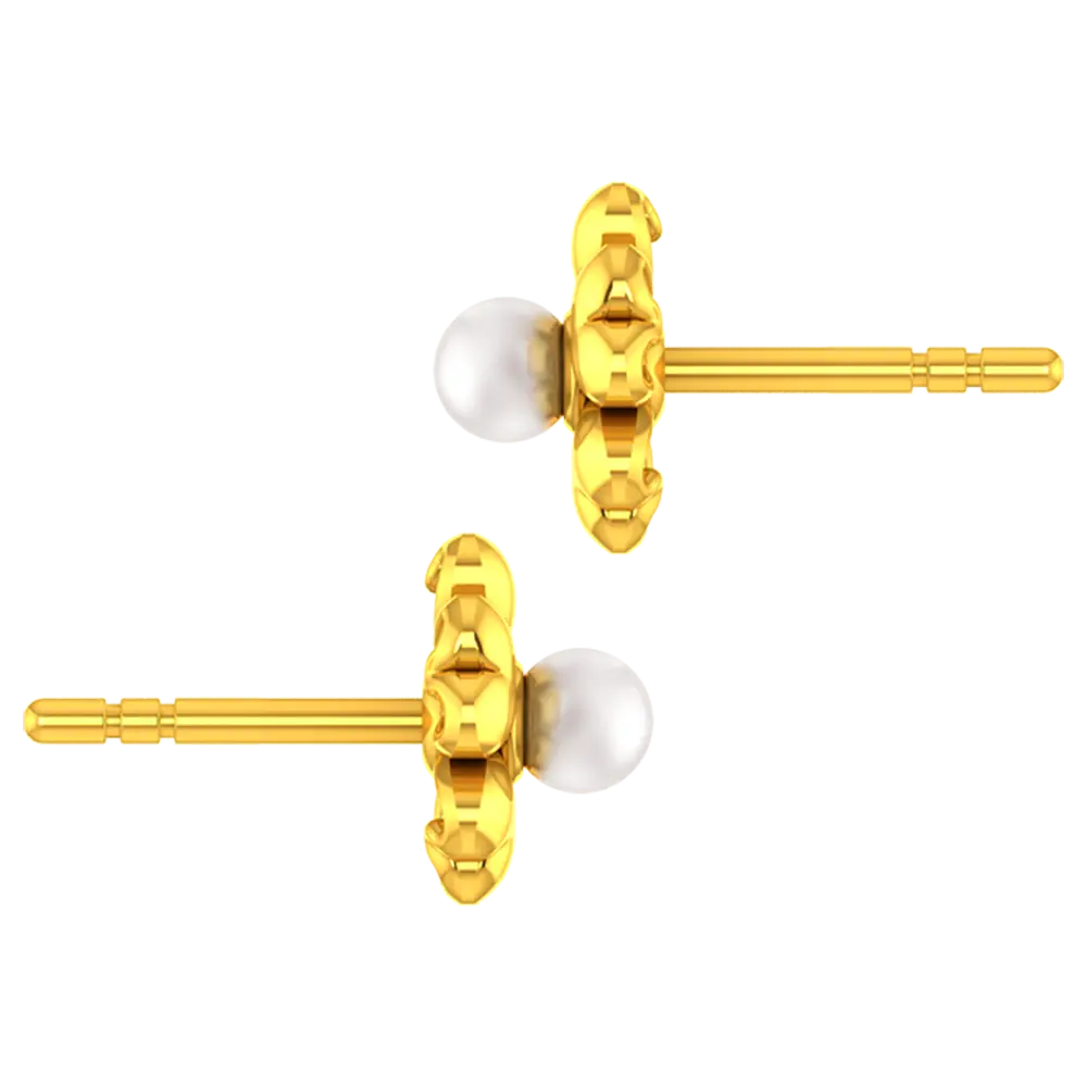 14k Gold Earring With A Floral Design And A Pearl Centre - Image 5