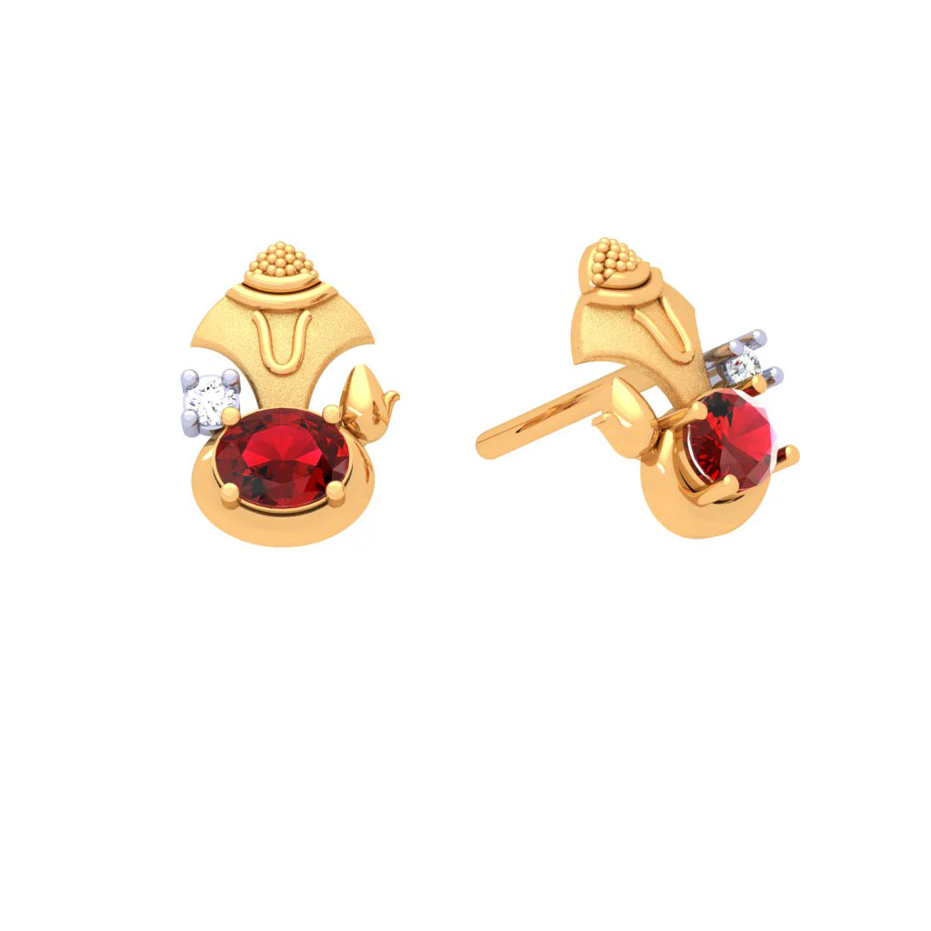 14k Gold Earring With Embellished Red Gem From Online Exclusive - Image 6