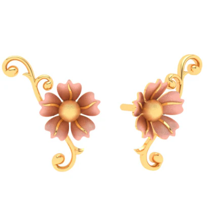 14k Gold Earrings Design With A Floral Theme - Image 4