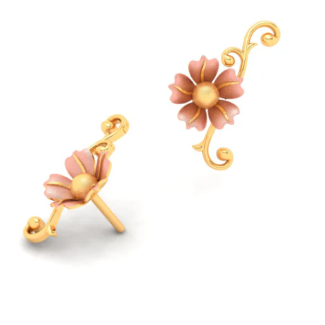 14k Gold Earrings Design With A Floral Theme - Image 7