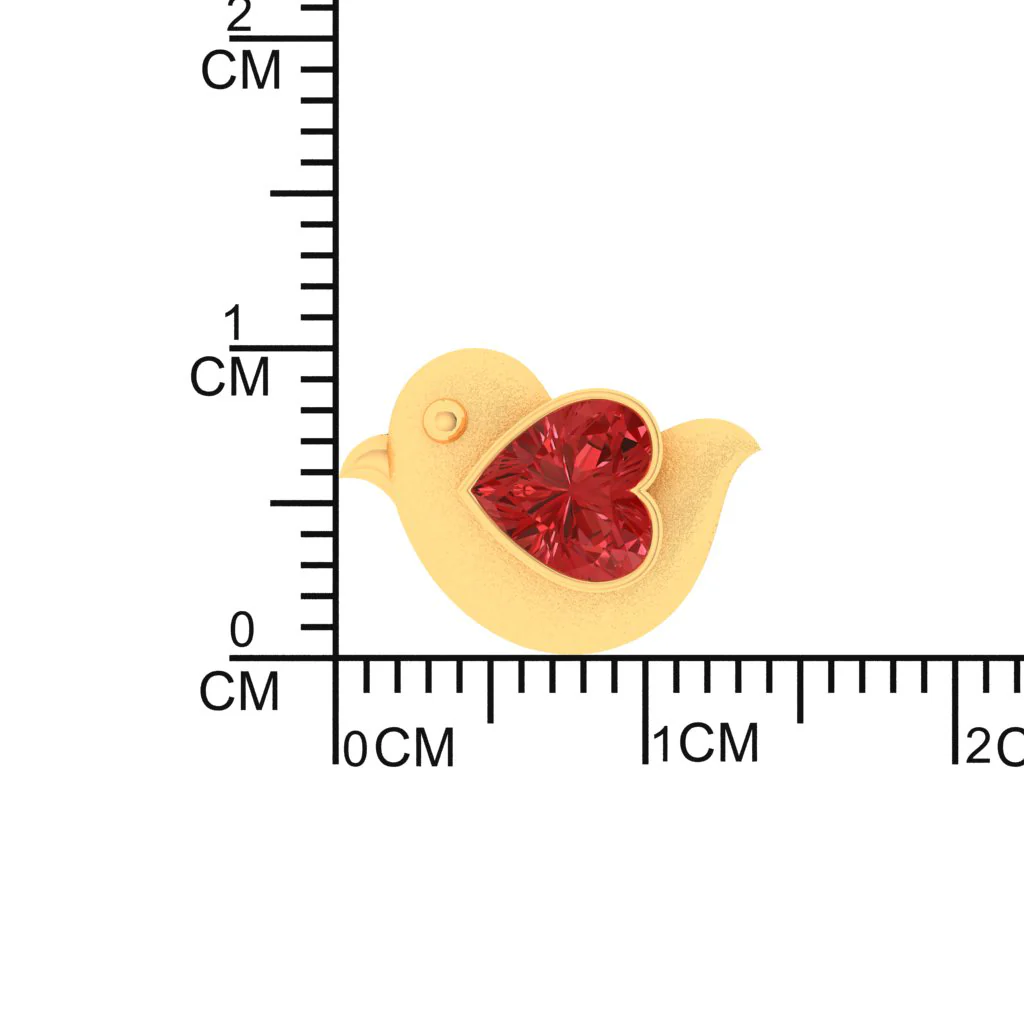 14k Gold Earrings In A Shape Of Bird With Red Stone - Image 3