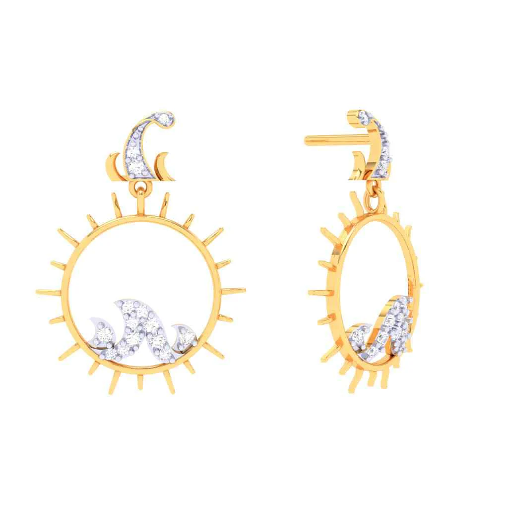 14k Gold Earrings Subtle Hoops & Gem-fit From Amazea Collection - Image 2