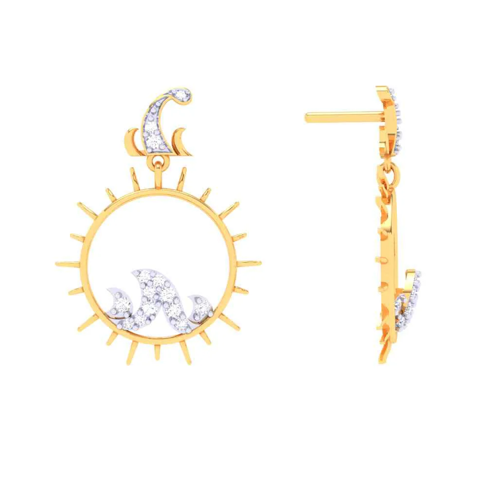 14k Gold Earrings Subtle Hoops & Gem-fit From Amazea Collection - Image 3