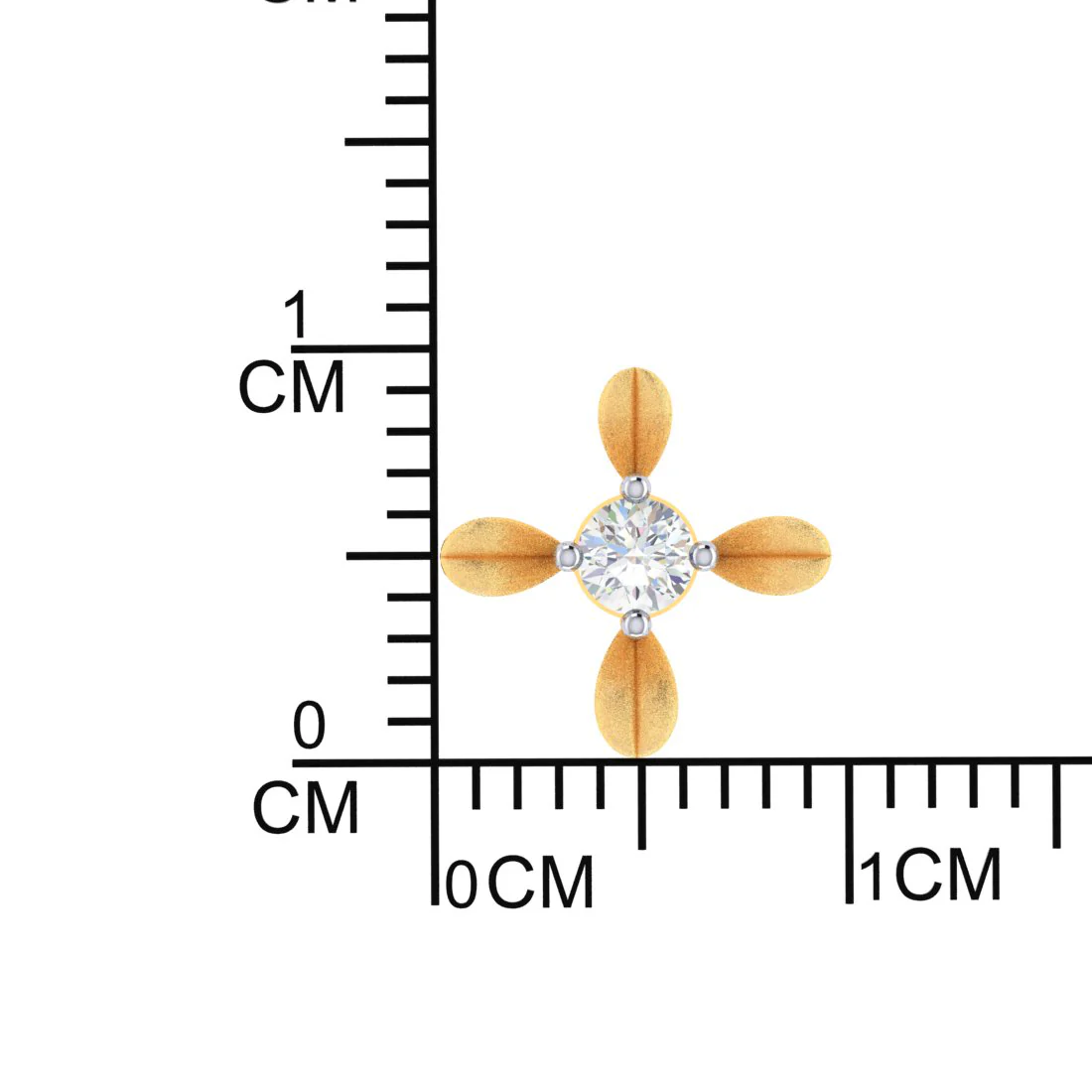 14k Gold Earrings With 4 Petal Floral Designed And American Diamond - Image 4
