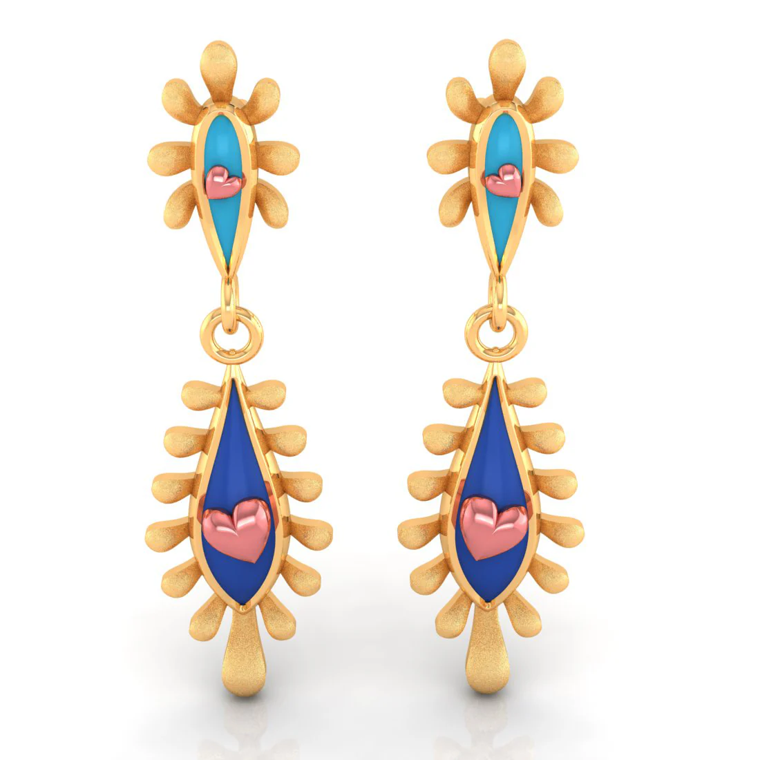 14k Gold Earrings With Connected Water Droplet Design And Beautiful Detailing