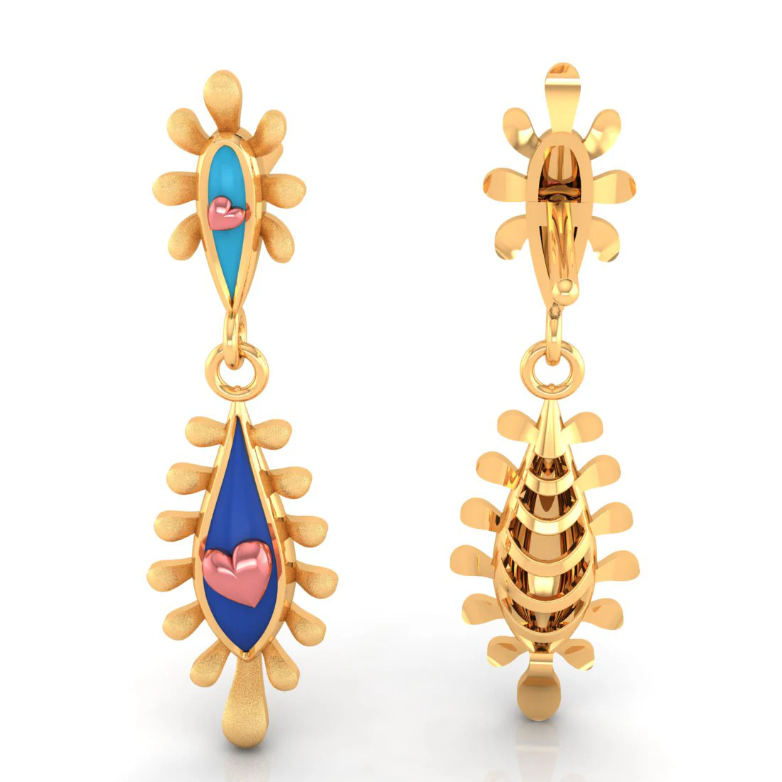 14k Gold Earrings With Connected Water Droplet Design And Beautiful Detailing - Image 2
