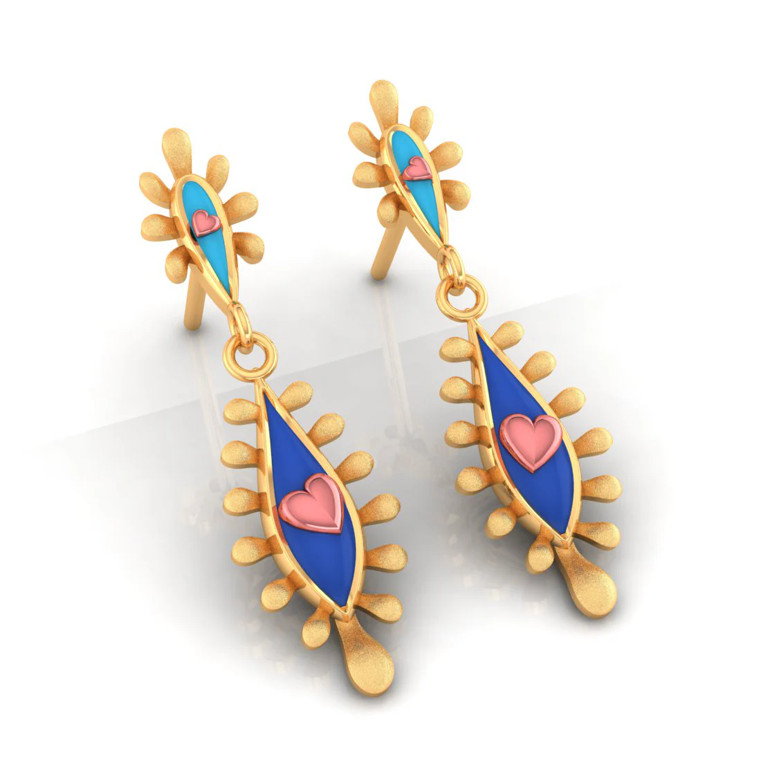 14k Gold Earrings With Connected Water Droplet Design And Beautiful Detailing - Image 3