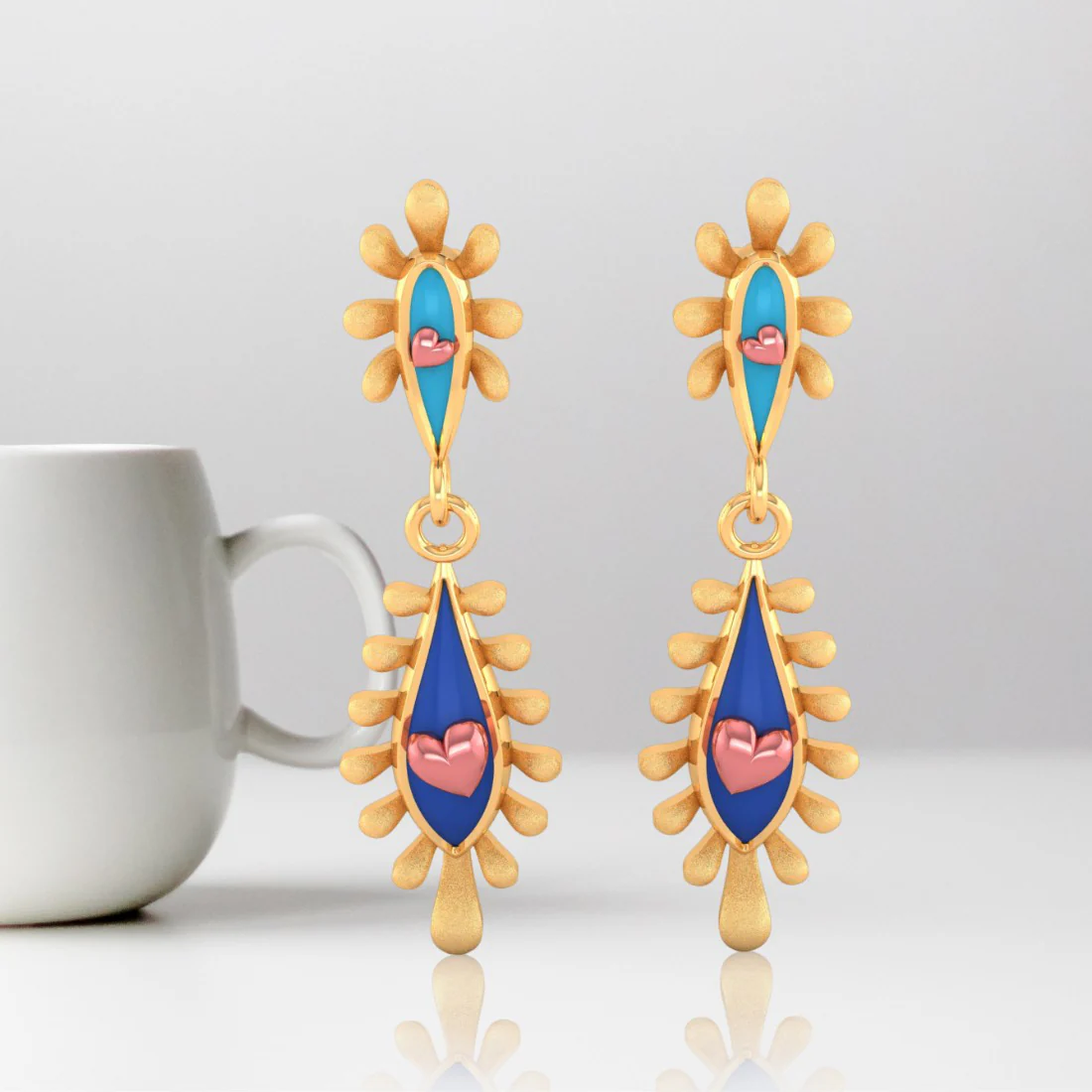 14k Gold Earrings With Connected Water Droplet Design And Beautiful Detailing - Image 7