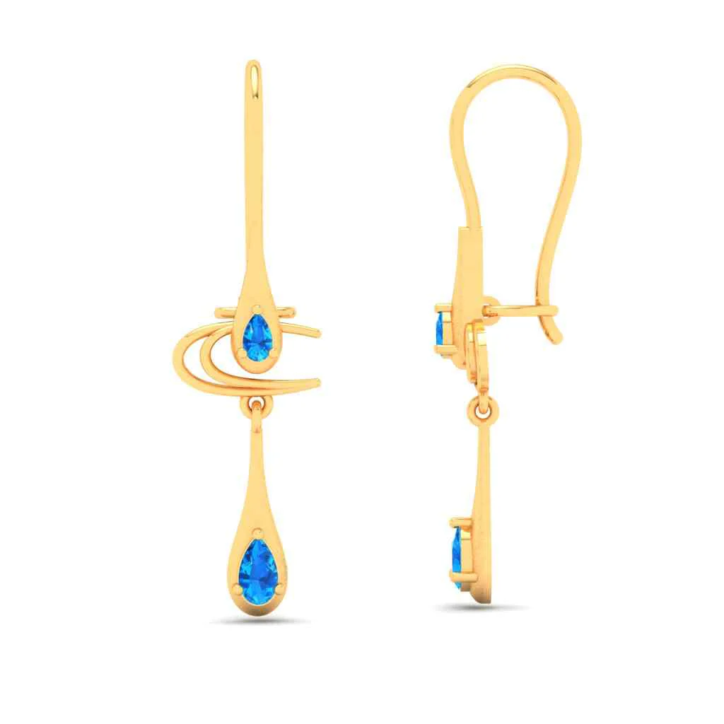 14k Gold Earrings With Elegant Blue Gems From Amazea Collection - Image 5