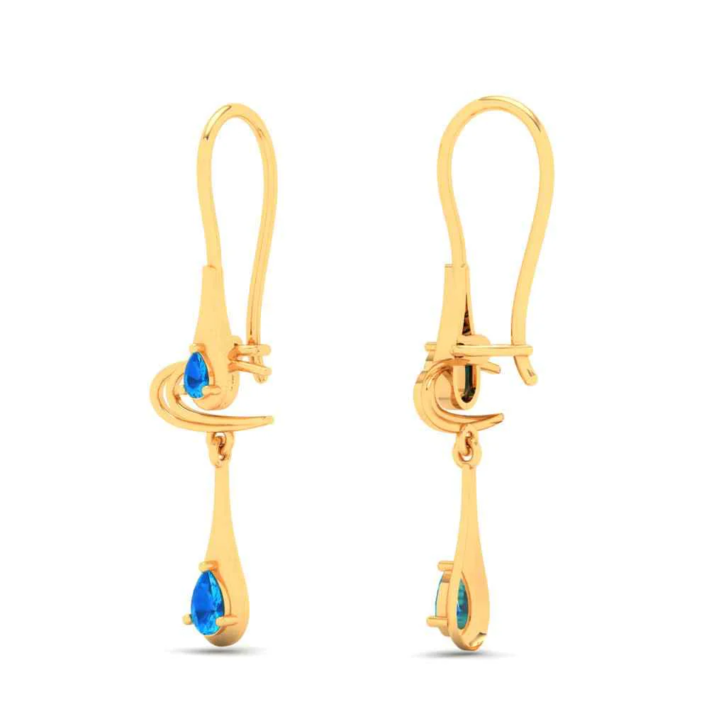14k Gold Earrings With Elegant Blue Gems From Amazea Collection - Image 6