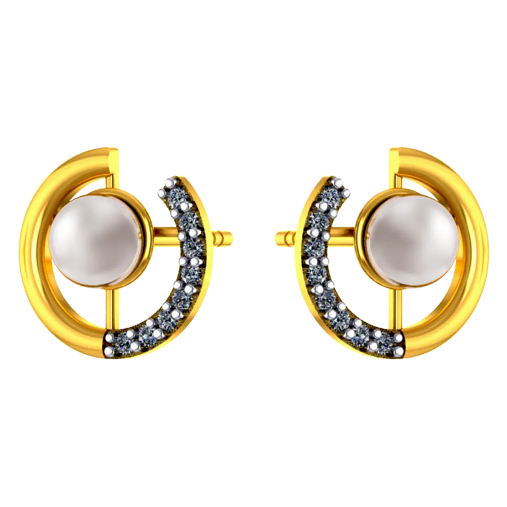 14k Gold Earrings With Pearl And Stone Detailing - Image 3