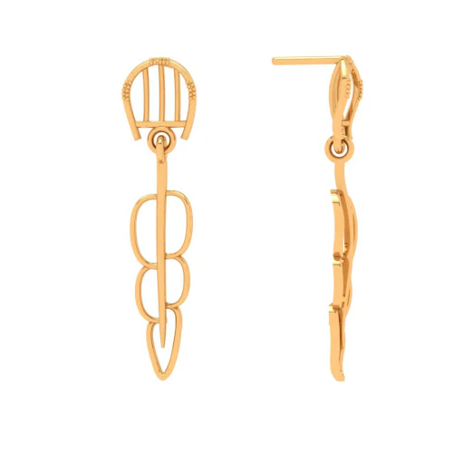 14k Gold Earrings With Trendy Dangling Threads With Bis Hallmarked - Image 3