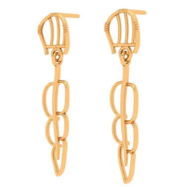 14k Gold Earrings With Trendy Dangling Threads With Bis Hallmarked - Image 4