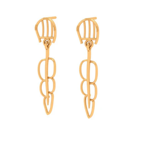 14k Gold Earrings With Trendy Dangling Threads With Bis Hallmarked - Image 6