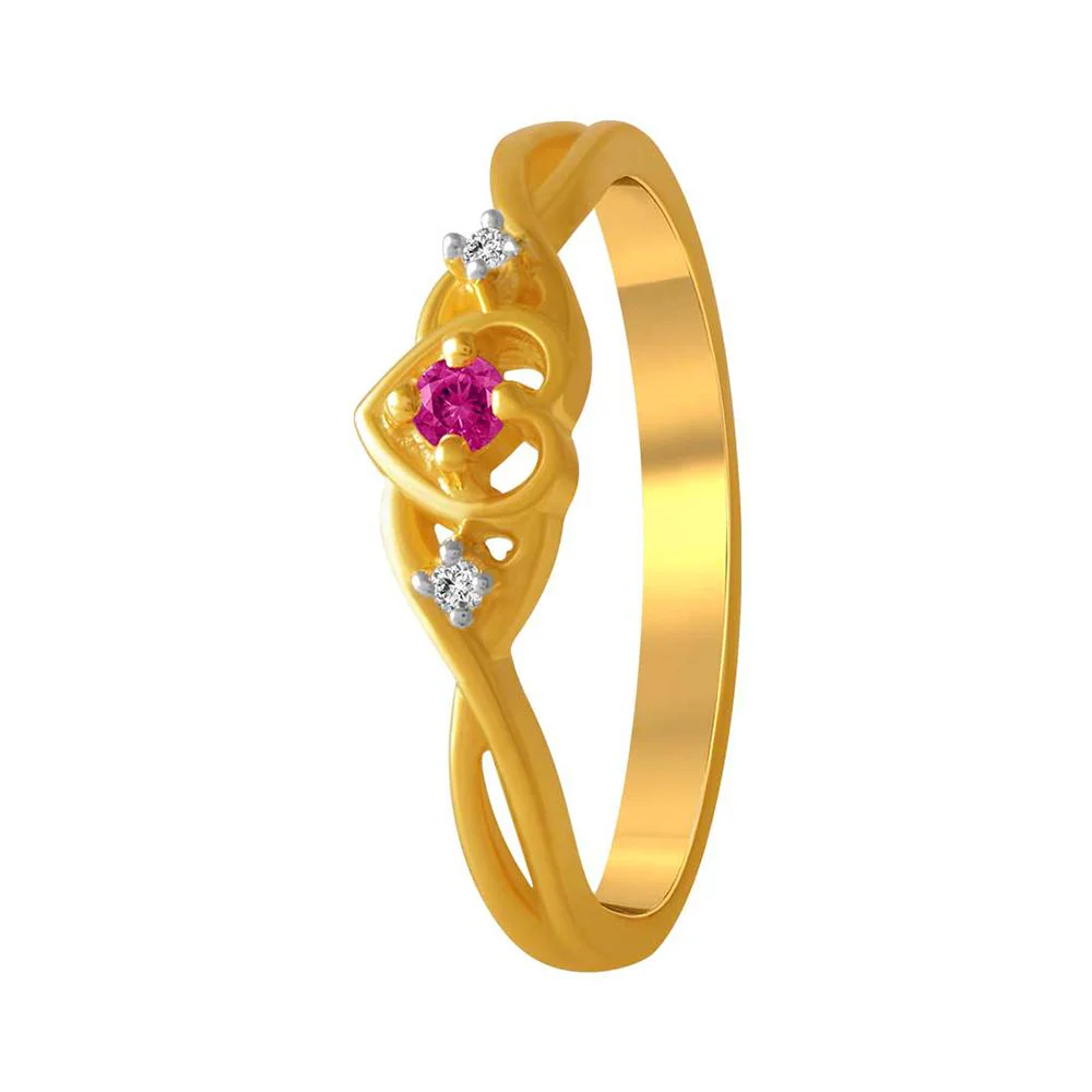 14k Gold Heart Pink And Yellow Ring - Image 2