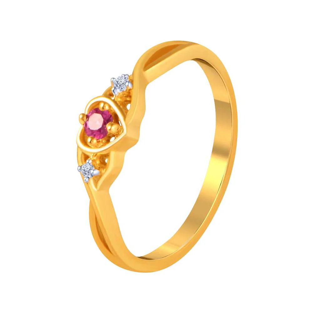 14k Gold Heart Pink And Yellow Ring - Image 3