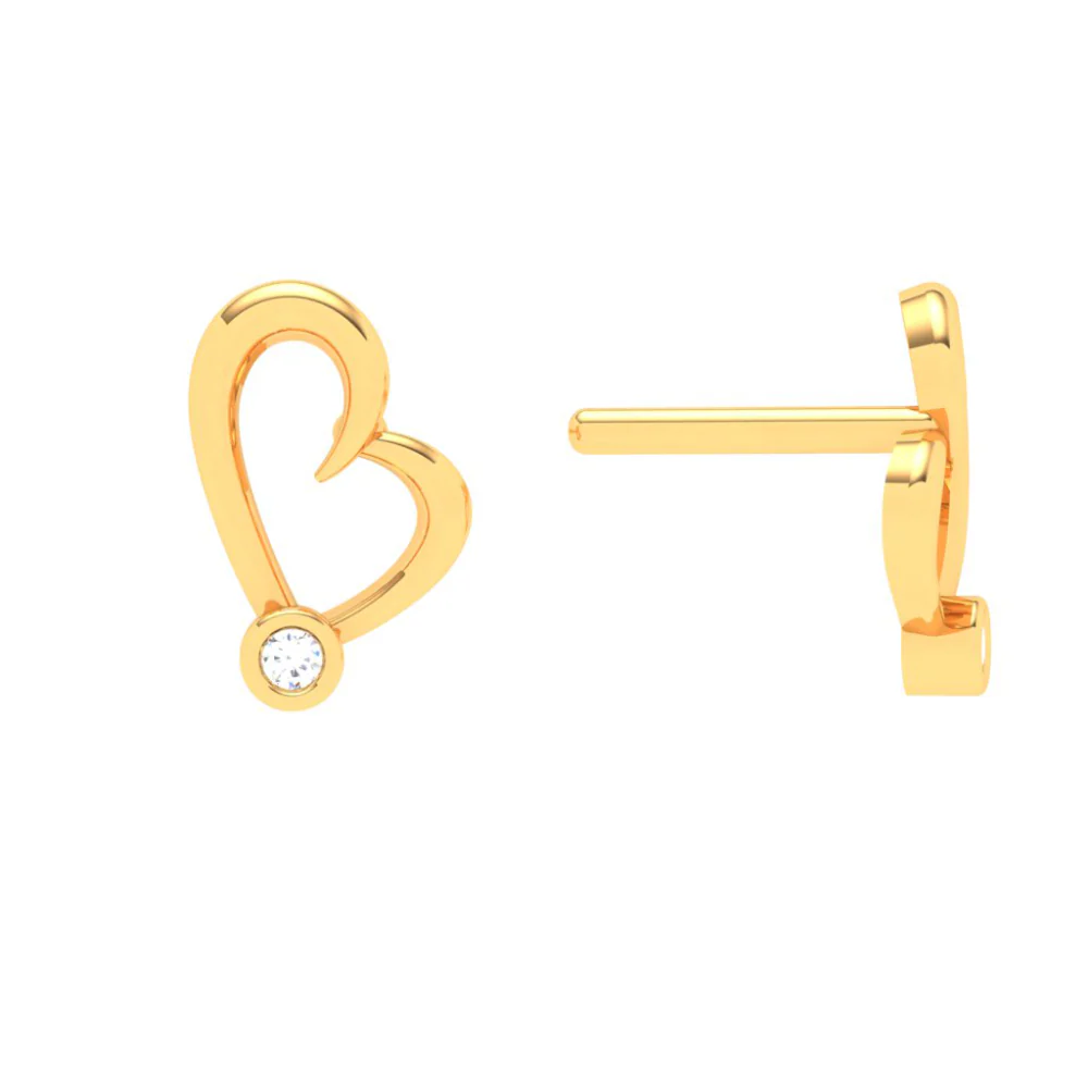 14k Gold Heart Studs Earrings From Online Exclusive - Image 3