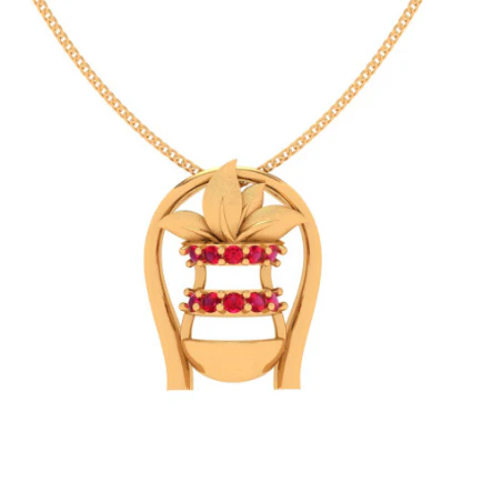 14k Gold Kalash Pendant For Women With Enticing Red Gem - Image 4