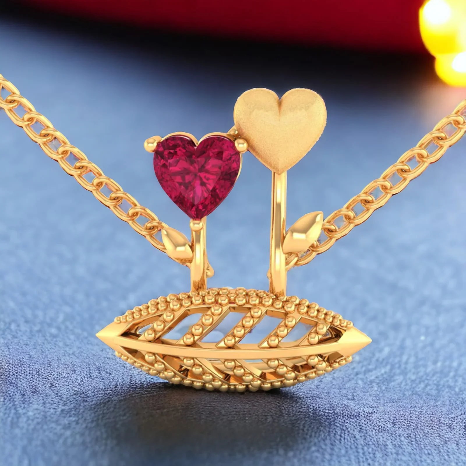 14K Gold Necklace With Love In Bloom Design - Image 2