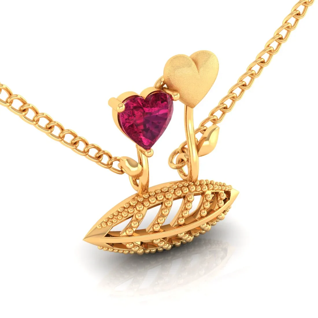 14K Gold Necklace With Love In Bloom Design - Image 3