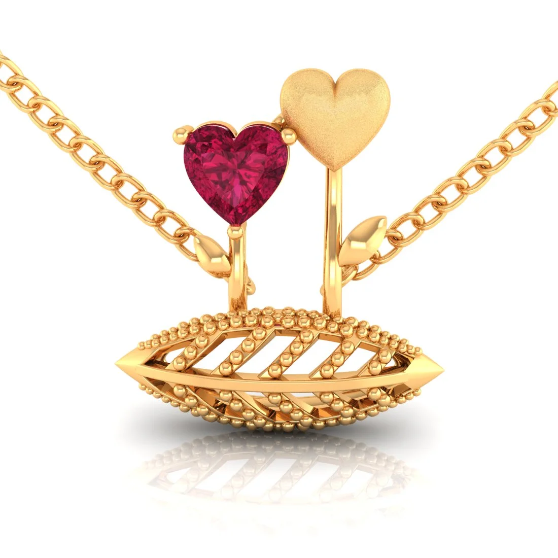 14K Gold Necklace With Love In Bloom Design - Image 4