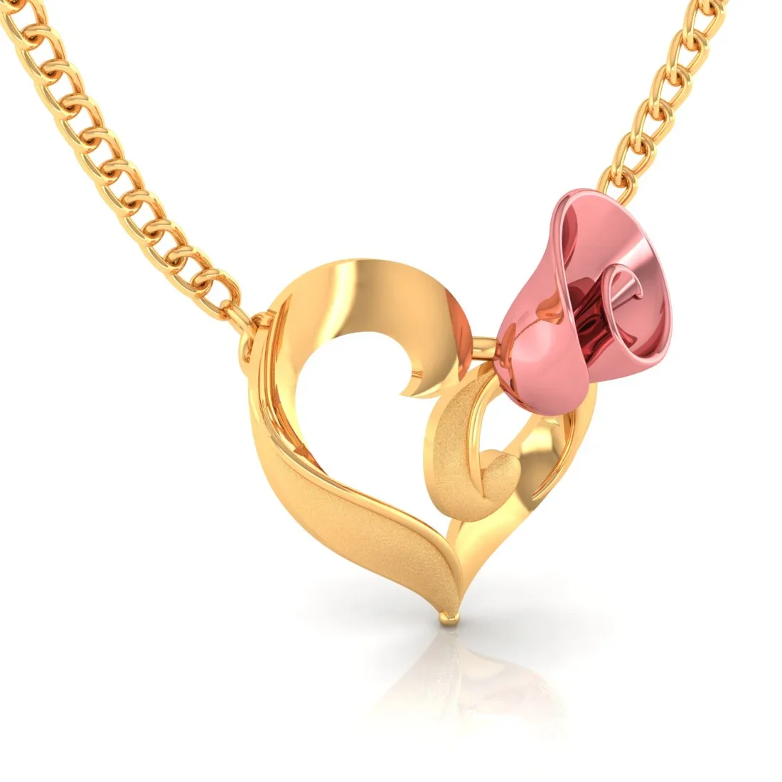 14K Gold Necklace With Rose Heart Motif - Image 3