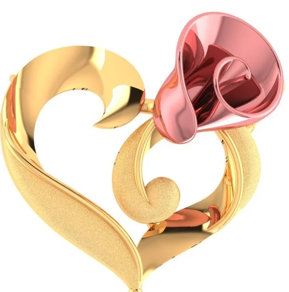 14K Gold Necklace With Rose Heart Motif - Image 4