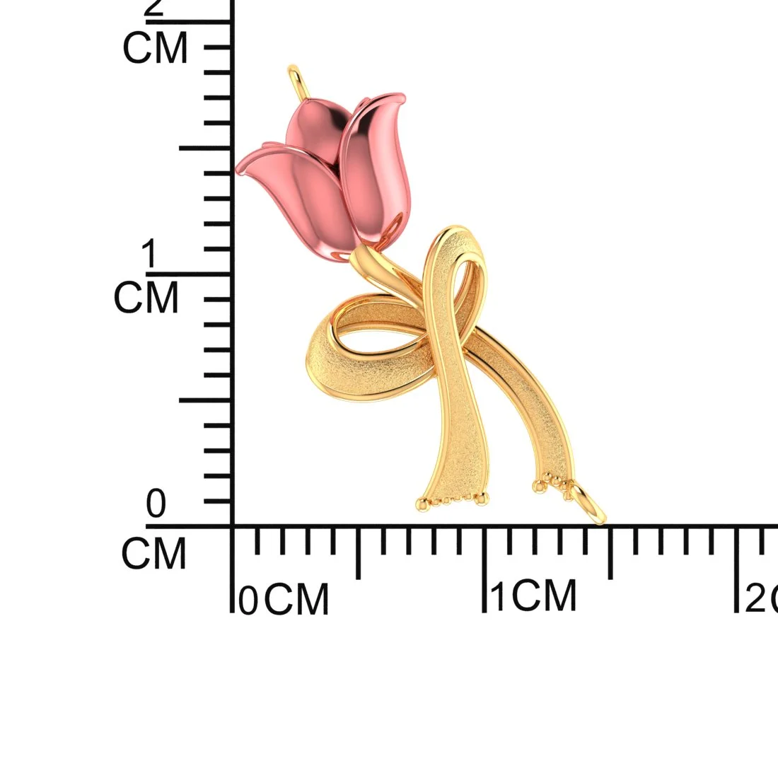 14K Gold Necklace With Rose In A Ribbon Motif And Pearl Danglers - Image 4