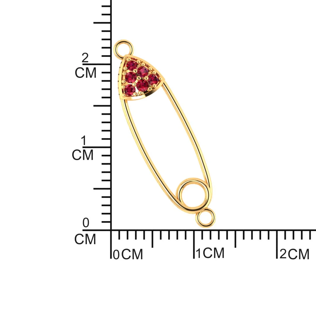 14K Gold Necklace with Safety Pin Design and Dangling Gold Drop  - Image 5
