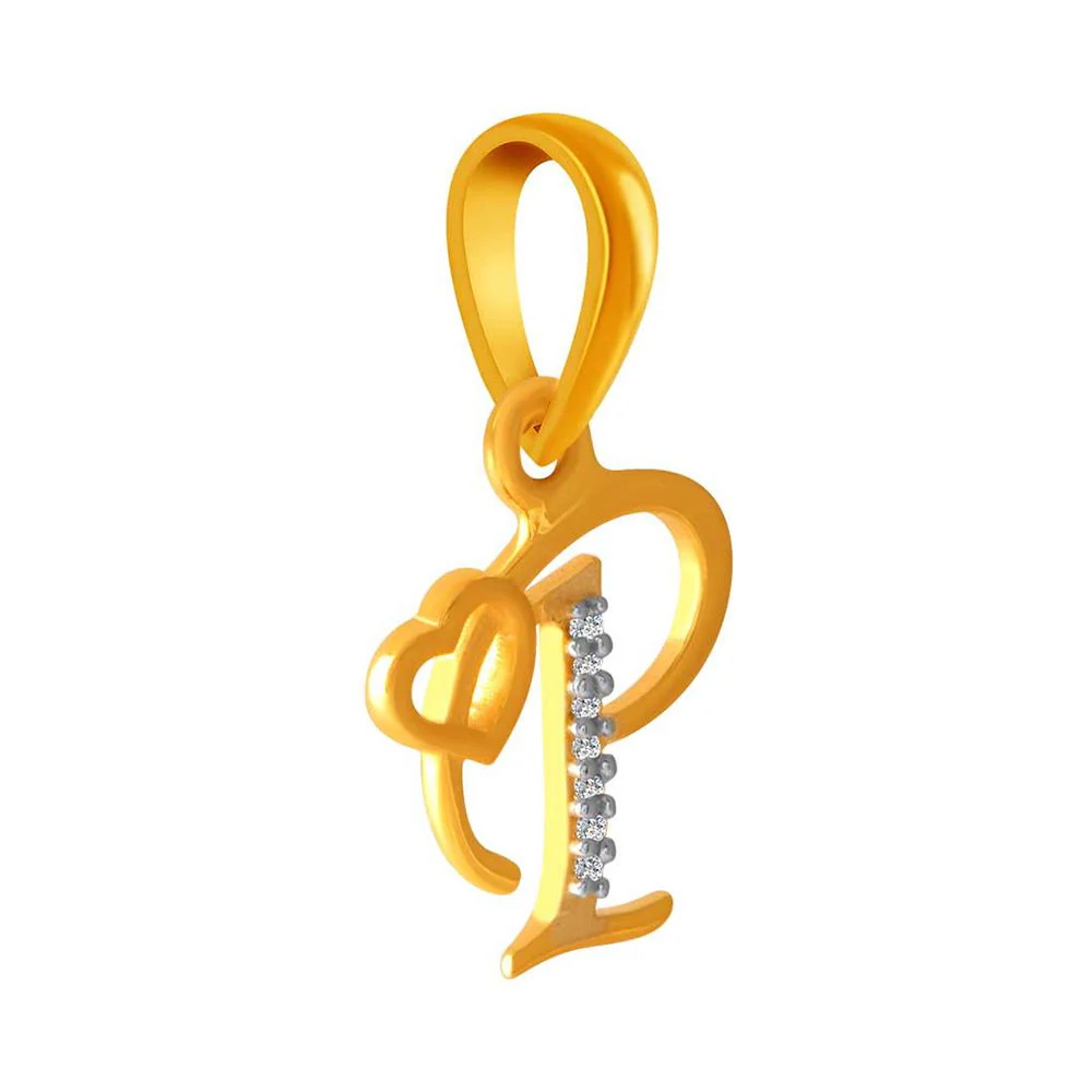 14k Gold P Initial Studded Pendant - Image 2