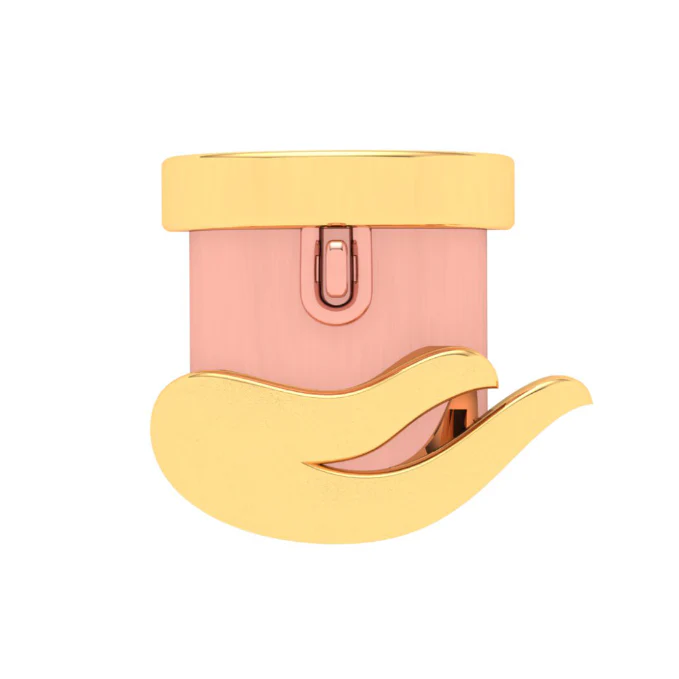 14k Gold Pendant In The Shape Of Gift Box On A Hand From Amazea Collection