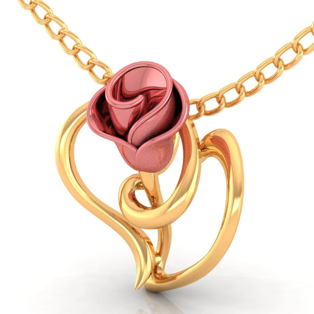 14k Gold Pendant With A Yellow On A Leaf Design - Image 2