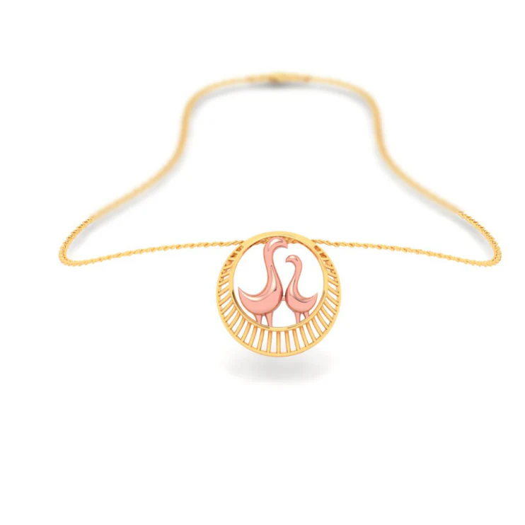 14k Gold Pendant With Dainty Yellow Gold Birds From Amazea Collection - Image 6