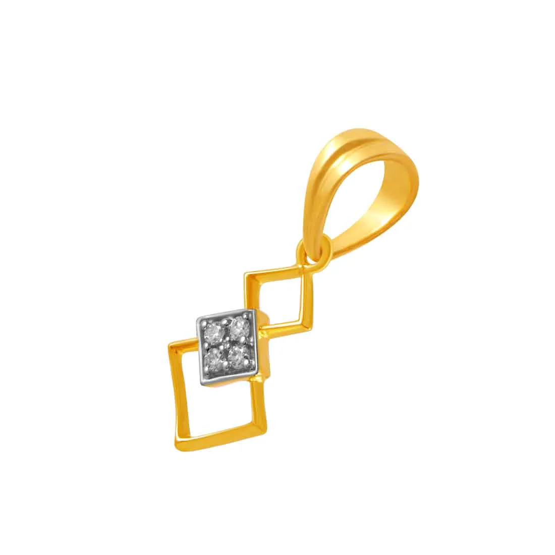 14k Gold Pendant With Overlapping Squares And Diamond Detail - Image 2