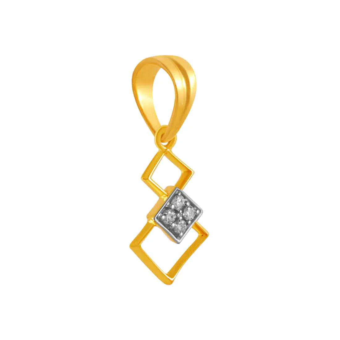 14k Gold Pendant With Overlapping Squares And Diamond Detail - Image 3