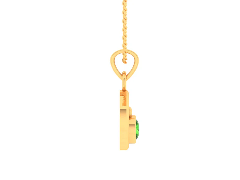 14k Gold Pendant With Spherical Designs And Green Stone - Image 2