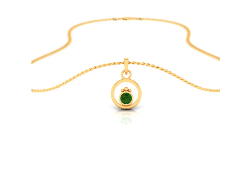 14k Gold Pendant With Spherical Designs And Green Stone - Image 3